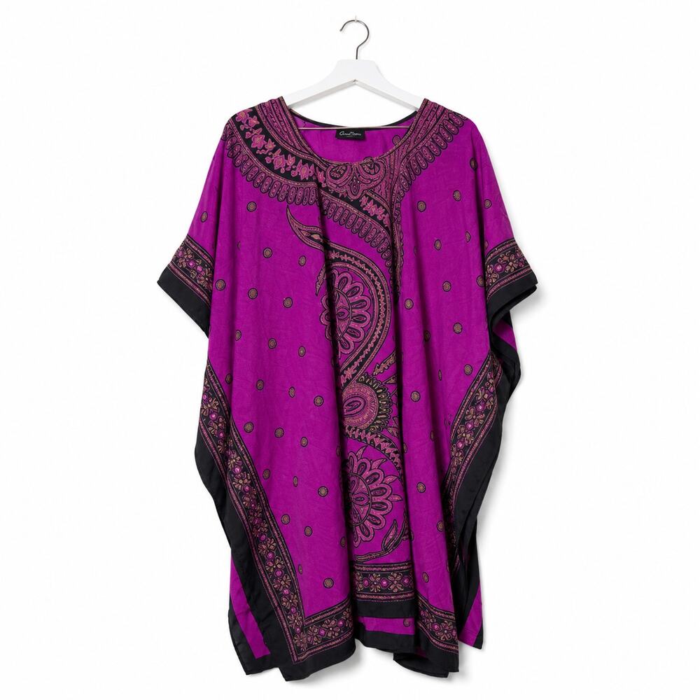 Good Times Magenta Kaftan Cover-Up One Size | Boho Resort Tunic Dress